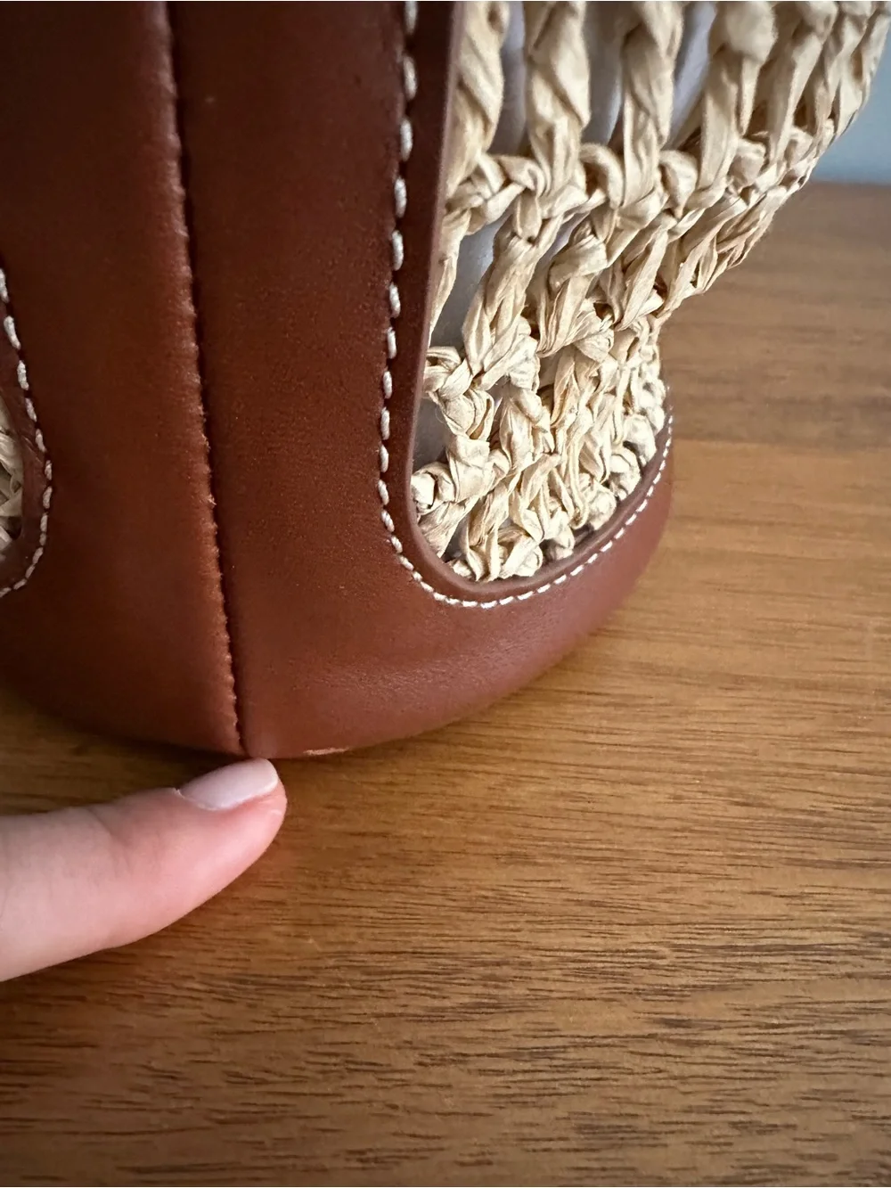NWT J. Crew Drawstring Bag in English Saddle Leather and Straw